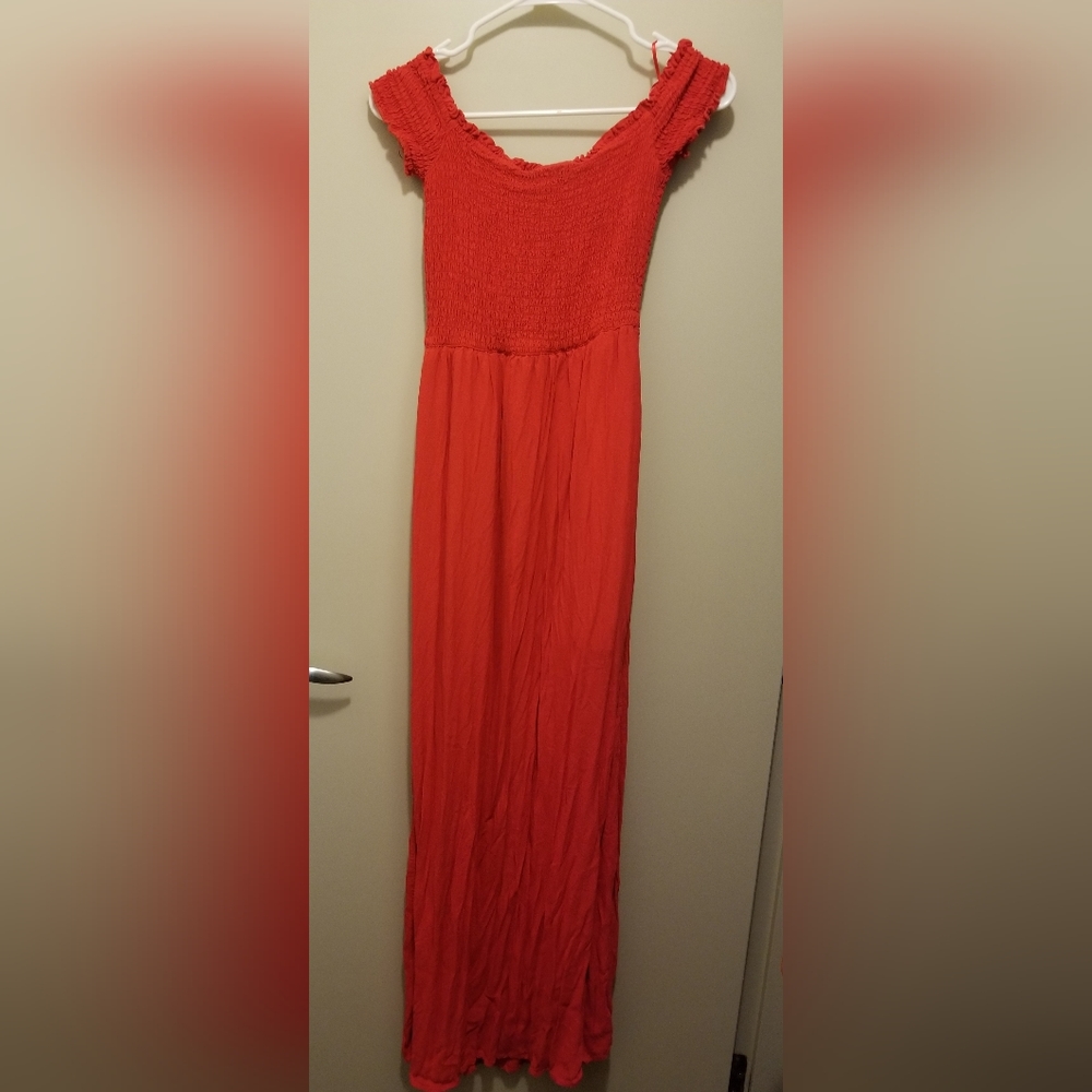 Red off shoulder sun dress